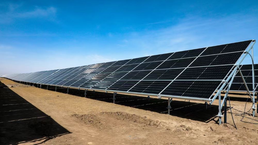 Solar farm with ground mounted solar panels
